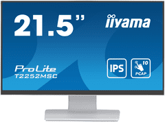 iiyama iiyama ProLite monitor T2252MSC-W2 22" bel, IPS, projektivna kapacitivnost 10 točk na dotik, HDMI, Display Port, steklena zasnova od roba do roba, premaz proti prstnim odtisom