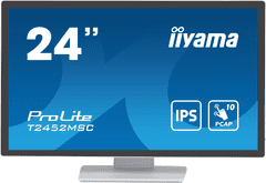 iiyama iiyama ProLite monitor T2452MSC-W1 24" bel, IPS, projektivna kapacitivnost 10 točk na dotik, HDMI, Display Port, steklo od roba do roba, premaz proti prstnim odtisom