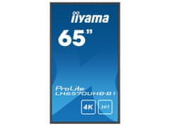 iiyama Prolite monitor LH6570UHB-B1 65" VA, tanek okvir, 4K UHD, 24/7, ležeče/pokončno, svetlost 700cd/m2