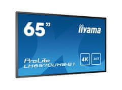 iiyama Prolite monitor LH6570UHB-B1 65" VA, tanek okvir, 4K UHD, 24/7, ležeče/pokončno, svetlost 700cd/m2