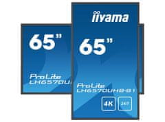 iiyama Prolite monitor LH6570UHB-B1 65" VA, tanek okvir, 4K UHD, 24/7, ležeče/pokončno, svetlost 700cd/m2