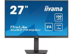 iiyama iiyama ProLite XUB2794QSU-B6, 27" ločljivost WQHD, nastavljiva po višini, Ultra Slim, VA, HDMI, DP, frekvenca osveževanja 100 Hz