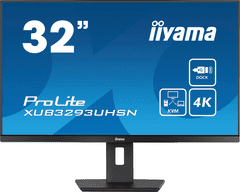 iiyama ProLite monitor XUB3293UHSN-B5 32" 3-stranska oblika brez robov, plošča IPS s stikalom KVM, priključna postaja USB-C, nastavljiva višina