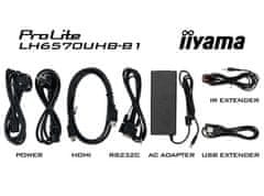 iiyama Prolite monitor LH6570UHB-B1 65" VA, tanek okvir, 4K UHD, 24/7, ležeče/pokončno, svetlost 700cd/m2