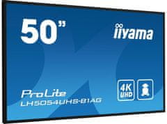 iiyama iiyama ProLite monitor LH5054UHS-B1AG 50" Digital Signage, VA panel, Slim Bezel, Anti-Glare, 4K UHD, 24/7, Landscape/Portrait, z režo Intel SDM