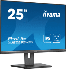 iiyama iiyama ProLite monitor XUB2595WSU-B5, 25", IPS, nastavljiva višina in vrtljiva funkcija, 1920 x 1200, HDMI, DisplayPort, USB Hub, FreeSync