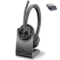 Poly Brezžične Bluetooth slušalke Plantronics Voyager 4320 UC črne (218476-01) s stojalom