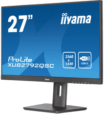 iiyama ProLite monitor XUB2792QSC-B5 27" IPS, 2560x1440, ultra tanek okvir, črn, HDMI, Display Port, povezljivost USB-C, nastavljiva višina