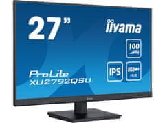 iiyama ProLite monitor XU2792QSU-B6 27" IPS, 2560x1440, 100Hz, FreeSync, Ultra Slim Bezel, črna, HDMI, Display Port, USB Hub