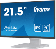 iiyama iiyama ProLite monitor T2252MSC-W2 22" bel, IPS, projektivna kapacitivnost 10 točk na dotik, HDMI, Display Port, steklena zasnova od roba do roba, premaz proti prstnim odtisom