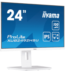 iiyama iiyama ProLite monitor XUB2492HSU-W6 24" IPS, Full HD, bel, 3-stranski brez robov, frekvenca osveževanja 1000 Hz, HDMI, Display Port, USB Hub, nastavljiva višina