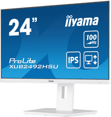 iiyama iiyama ProLite monitor XUB2492HSU-W6 24" IPS, Full HD, bel, 3-stranski brez robov, frekvenca osveževanja 1000 Hz, HDMI, Display Port, USB Hub, nastavljiva višina