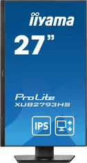 iiyama Monitor iiyama ProLite XUB2793HS-B6 27", črn, nastavljiv po višini, plošča IPS, 3-stranska oblika brez robov, HDMI, DisplayPort