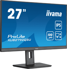 iiyama iiyama ProLite monitor XUB2792QSU-B6 27" IPS, 2560x1440, FreeSync, 100Hz, 3-stranski brez robov, črn, HDMI, Display Port, USB Hub, nastavljiva višina