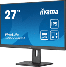 iiyama iiyama ProLite monitor XUB2792QSU-B6 27" IPS, 2560x1440, FreeSync, 100Hz, 3-stranski brez robov, črn, HDMI, Display Port, USB Hub, nastavljiva višina