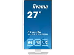 iiyama iiyama ProLite monitor XUB2792QSU-W6 27" IPS, 2560x1440, FreeSync, 3-stranski brez robov, bela, HDMI, Display Port, USB Hub, nastavljiva višina, 100 Hz