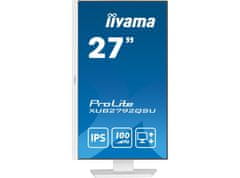 iiyama ProLite monitor XUB2792QSU-W6 27" IPS, 2560x1440, FreeSync, 3-stranski brez robov, bela, HDMI, Display Port, USB Hub, nastavljiva višina, 100 Hz