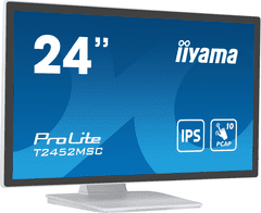 iiyama iiyama ProLite monitor T2452MSC-W1 24" bel, IPS, projektivna kapacitivnost 10 točk na dotik, HDMI, Display Port, steklo od roba do roba, premaz proti prstnim odtisom