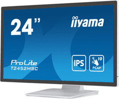 iiyama iiyama ProLite monitor T2452MSC-W1 24" bel, IPS, projektivna kapacitivnost 10 točk na dotik, HDMI, Display Port, steklo od roba do roba, premaz proti prstnim odtisom