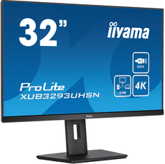 iiyama ProLite monitor XUB3293UHSN-B5 32" 3-stranska oblika brez robov, plošča IPS s stikalom KVM, priključna postaja USB-C, nastavljiva višina