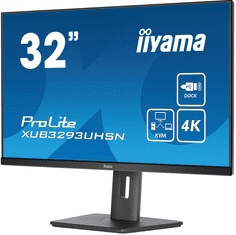 iiyama ProLite monitor XUB3293UHSN-B5 32" 3-stranska oblika brez robov, plošča IPS s stikalom KVM, priključna postaja USB-C, nastavljiva višina