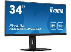 iiyama iiyama ProLite monitor XUB3493WQSU-B5 34" IPS ultra širok zaslon s HDMI in nastavitvijo višine (XUB3493WQSU-B5)