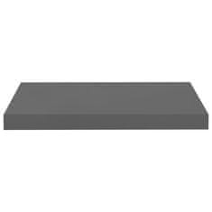 Vidaxl Stenska polica visok sijaj siva 50x23x3,8 cm MDF