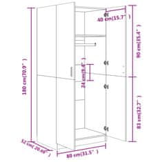 Vidaxl Garderobna omara betonsko siva 80x52x180 cm iverna plošča