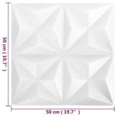Vidaxl 3D stenski paneli 48 kosov 50x50 cm origami beli 12 m²