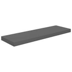 Vidaxl Stenska polica visok sijaj siva 80x23,5x3,8 cm MDF