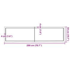 Vidaxl Kopalniški pult temno rjav 200x50x(2-6) cm obdelan trden les