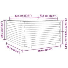 Vidaxl Vrtno cvetlično korito voščeno 50x50x49,5 cm trdna borovina