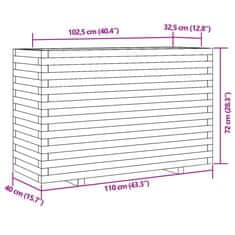 Vidaxl Vrtno cvetlično korito voščeno 110x40x72 cm trdna borovina