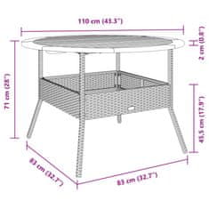 Vidaxl Vrtna miza z leseno mizno ploščo siva Ø110x71 cm poli ratan