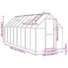 Vidaxl Rastlinjak z okvirjem antracit 445x169x195 cm aluminij