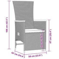 Vidaxl Vrtna jedilna garnitura 9-delna z blazinami črn poli ratan