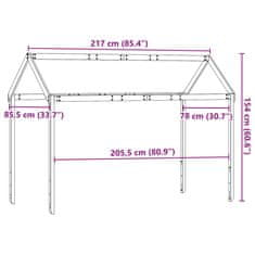 Vidaxl Streha za otroško posteljo 217x85,5x154 cm trdna borovina