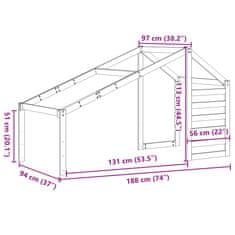 Vidaxl Streha za otroško posteljo voščeno rjava 188x97x113 cm borovina