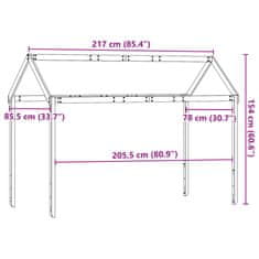 Vidaxl Streha za otroško posteljo rjava 217x85,5x154 cm borovina