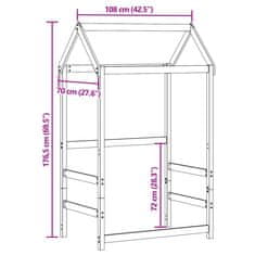 Vidaxl Streha za otroško posteljo bela 108x70x176,5 cm trdna borovina