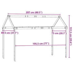 Vidaxl Streha za otroško posteljo bela 207x80,5x151,5cm trdna borovina