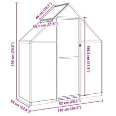 Vidaxl Rastlinjak z okvirjem zelen 169x58x195 cm aluminij