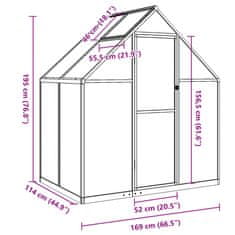 Vidaxl Rastlinjak z okvirjem zelen 169x114x195 cm aluminij