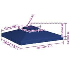 Vidaxl Nadomestna streha za paviljon 310 g/m² temno modra 3x3 m