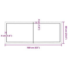 Vidaxl Stenska polica svetlo rjava 160x60x(2-4) cm trdna hrastovina