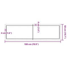 Vidaxl Stenska polica svetlo rjava 180x50x(2-6) cm trdna hrastovina