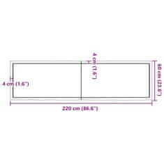 Vidaxl Kopalniški pult temno rjav 220x60x(2-4) cm obdelan trden les