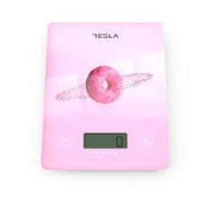 TESLA Steklena LCD kuhinjska tehtnica do 5kg roza