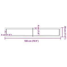 Vidaxl Stenska polica temno rjava 180x30x(2-4) cm trdna hrastovina