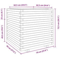 Vidaxl Vrtno cvetlično korito voščeno 70x70x72,5 cm trdna borovina